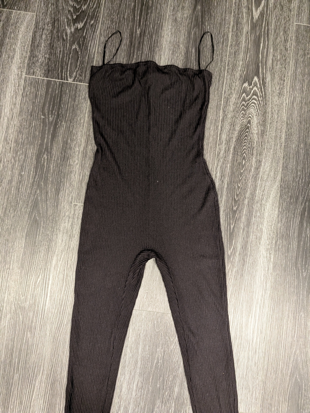 Black Ribbed Strapless Jumpsuit